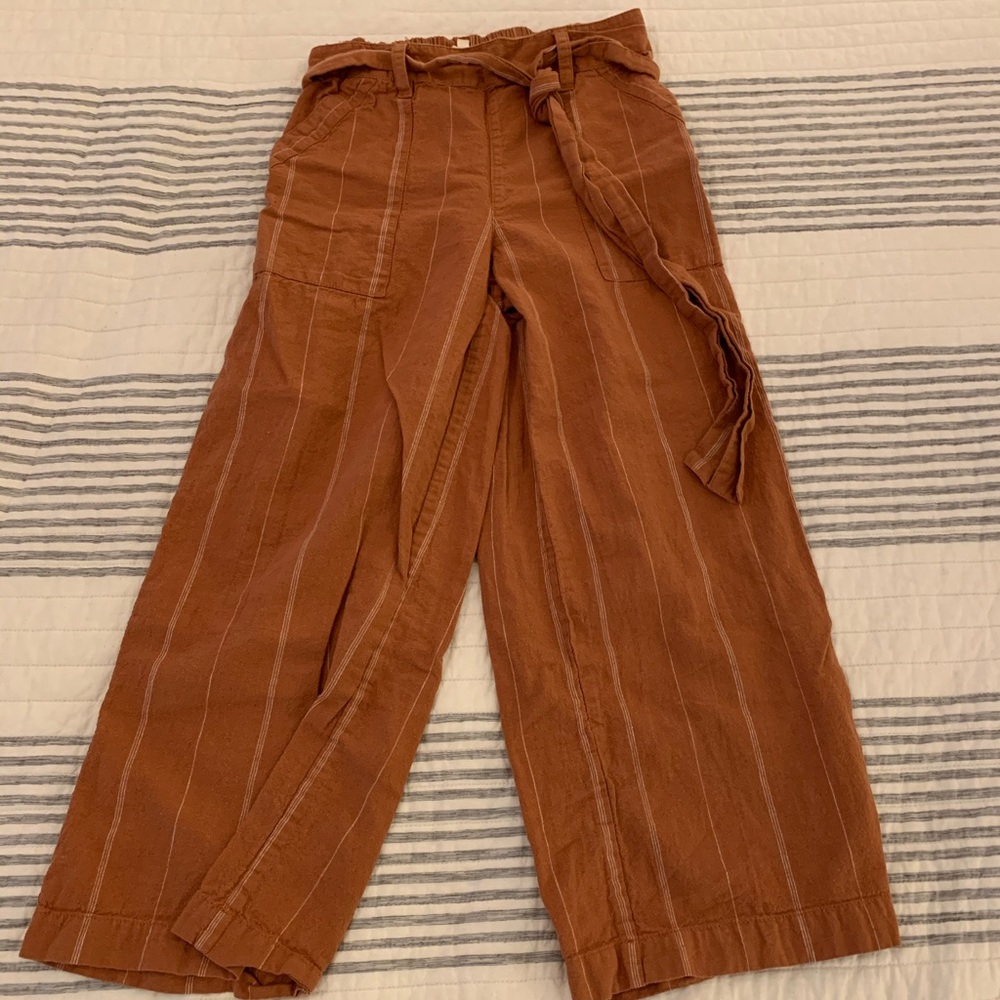 Burt orange wide leg linen pants